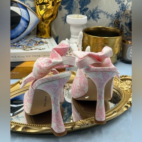 🆕 GIANNI BINI 🧿 NWOB Coray Fabric Side Bow Slingback, Pink and White - Sz 7M - Picture 13 of 13